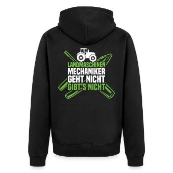 Agrar Landmaschinenmechaniker Agrarfahrzeug - Unisex Premium Bio Zip Hoodie - Schwarz - Hinten - Nico (187cm)
