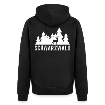Schwarzwald Hirsch - Unisex Premium Bio Zip Hoodie - Schwarz - Hinten - Nico (187cm)
