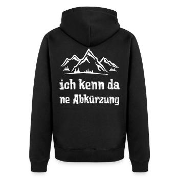 ich kenn da ne Abkürzung - Unisex Premium Bio Zip Hoodie - Schwarz - Hinten - Nico (187cm)