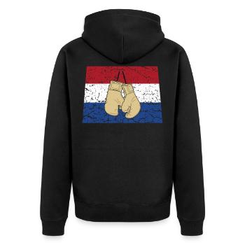 Niederlande Boxen Kampfsport Sport Kickboxen - Unisex Premium Bio Zip Hoodie - Schwarz - Hinten - Nico (187cm)