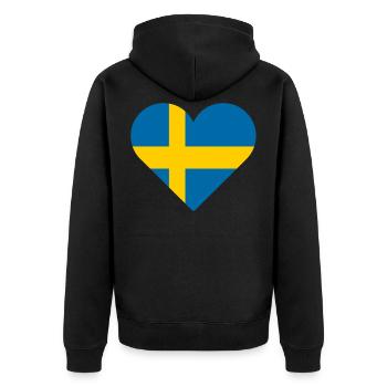 Sweden - Unisex Premium Organic Zip Hoodie - black - Back - Nico (187cm)