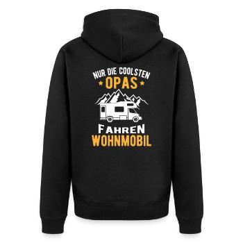 Rentner Cooler Opa Wohnmobil Camping Geschenk - Unisex Premium Bio Zip Hoodie - Schwarz - Hinten - Nico (187cm)