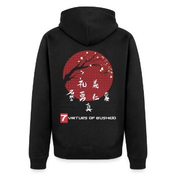 Seven virtues of the samurai Japanese writing - Unisex Premium Organic Zip Hoodie - black - Back - Nico (187cm)