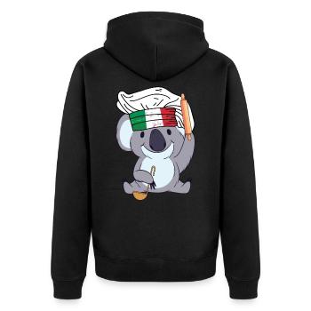Italy Chef Koala Pizza Baker Rome Chef Kitchen - Unisex Premium Organic Zip Hoodie - black - Back - Nico (187cm)