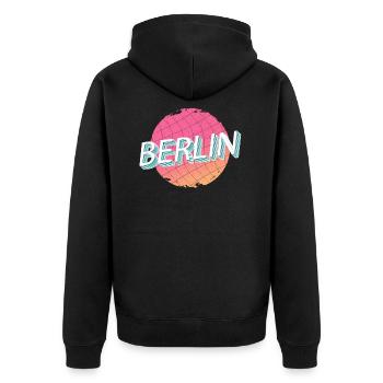 Vintage Berlin - Unisex Premium Bio Zip Hoodie - Schwarz - Hinten - Nico (187cm)