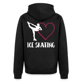Ich liebe ice skating eiskunstlauf herz - Unisex Premium Bio Zip Hoodie - Schwarz - Hinten - Nico (187cm)