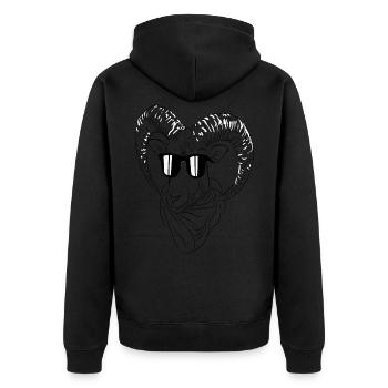 Cooles Outfit - Unisex Premium Bio Zip Hoodie - Schwarz - Hinten - Nico (187cm)