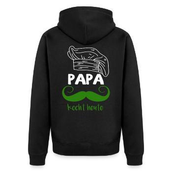 Papa Vatertag Koch Kochen Backen Grillen Geschenk - Unisex Premium Bio Zip Hoodie - Schwarz - Hinten - Nico (187cm)