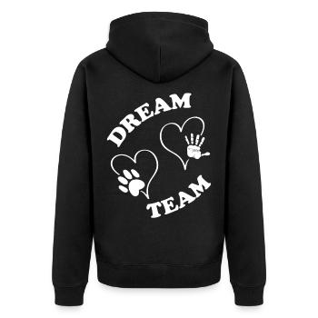Amour de chien et de chien d'équipe de rêve humain - Veste à capuche bio Premium Unisexe - noir - Dos - Nico (187cm)