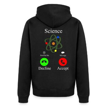 Science is calling phone call - Unisex Premium Organic Zip Hoodie - black - Back - Nico (187cm)