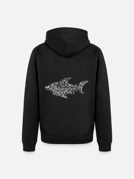 Le requin à vélo - Veste à capuche bio Premium Unisexe - noir