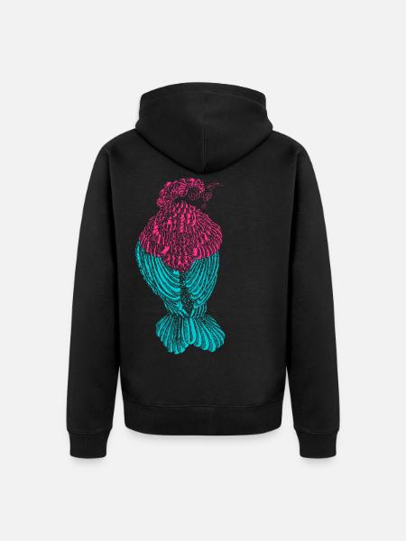Bunter Vogel - Unisex Premium Bio Zip Hoodie - Schwarz
