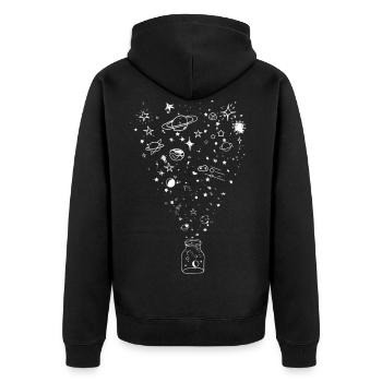 sterne aus der flasche - Unisex Premium Bio Zip Hoodie - Schwarz - Hinten - Nico (187cm)
