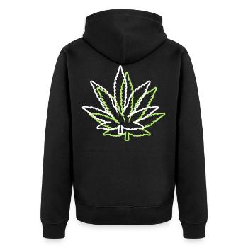 kush weed cannabis blatt symbol hanf - Unisex Premium Bio Zip Hoodie - Schwarz - Hinten - Nico (187cm)