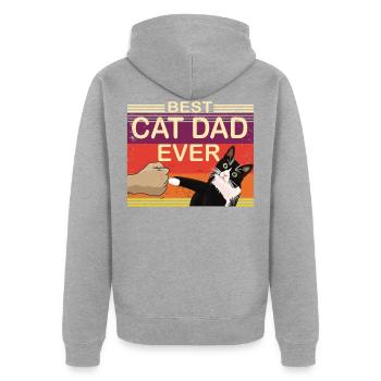 ChatPapa Cat Papa Père chat Chat Motif de chat - Veste à capuche bio Premium Unisexe - gris chiné - Dos - Nico (187cm)