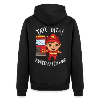 Kindergarten Feuerwehr Feuerwehrmann - Unisex Premium Bio Zip Hoodie - Schwarz - Hinten - Nico (187cm)