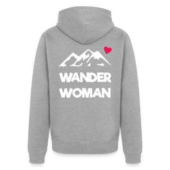 Wander Woman - Unisex Premium Bio Zip Hoodie - Grau meliert - Hinten - Nico (187cm)