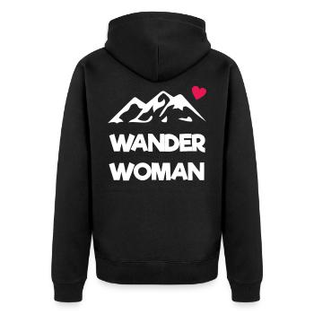 Wander Woman - Unisex Premium Bio Zip Hoodie - Schwarz - Hinten - Nico (187cm)