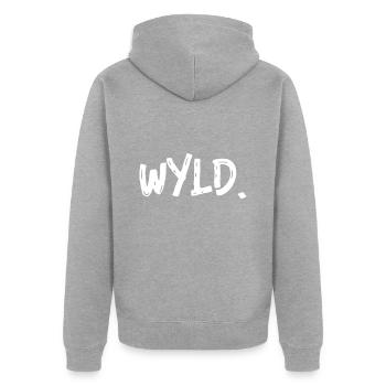 wYld wild imprinted gift bro - Unisex Premium Organic Zip Hoodie - heather grey - Back - Nico (187cm)