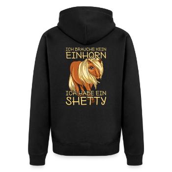 Shettypony Shetty Shetlandpony - Unisex Premium Bio Zip Hoodie - Schwarz - Hinten - Nico (187cm)