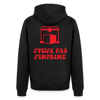 J'peux pas j'imprime impression 3D imprimante 3D - Veste à capuche bio Premium Unisexe - noir - Dos - Nico (187cm)