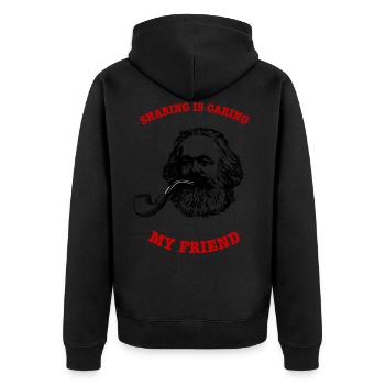 Kommunismus Gespenst Geschenk Pfeife Marx - Unisex Premium Bio Zip Hoodie - Schwarz - Hinten - Nico (187cm)