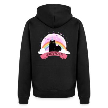 Grumpycorn Grumpy Unicorn Cat - Unisex Premium Organic Zip Hoodie - black - Back - Nico (187cm)