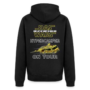 Hypercamper on Tour - Unisex Premium Bio Zip Hoodie - Schwarz - Hinten - Nico (187cm)