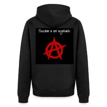 ANARCHIE - Unisex Premium Bio Zip Hoodie - Schwarz - Hinten - Nico (187cm)