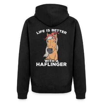 Cheval drôle Haflinger cheval galop anniversaire - Veste à capuche bio Premium Unisexe - noir - Dos - Nico (187cm)
