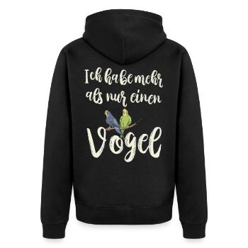 Ich habe mehr als nur einen Vogel Wellensittich - Unisex Premium Bio Zip Hoodie - Schwarz - Hinten - Nico (187cm)