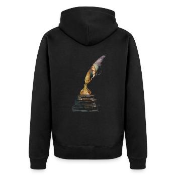 Book book stack with inkwell vintage design - Unisex Premium Organic Zip Hoodie - black - Back - Nico (187cm)