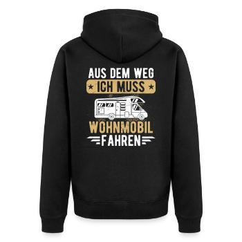 Wohnmobil witziges Camping Motiv Camper Sprüche - Unisex Premium Bio Zip Hoodie - Schwarz - Hinten - Nico (187cm)