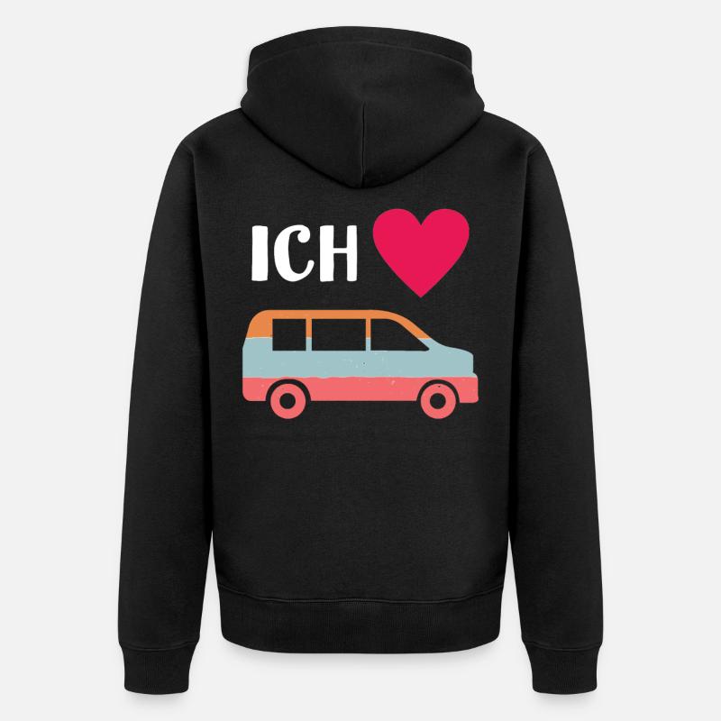 Van - Bus - Liebe - Transporter - Unisex Premium Bio Zip Hoodie - Schwarz