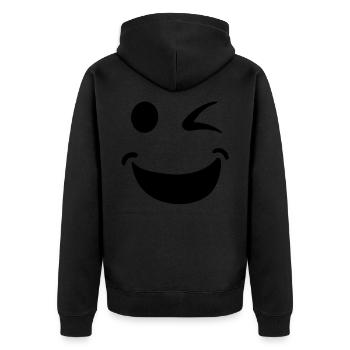 Lachendes Gesicht Lustiges Gesicht Karneval Kostüm - Unisex Premium Bio Zip Hoodie - Schwarz - Hinten - Nico (187cm)