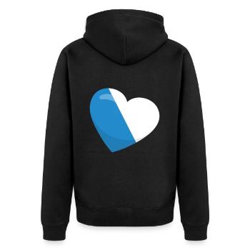 Schweiz Zürich Wappen mit Herz - Unisex Premium Bio Zip Hoodie - Schwarz - Hinten - Nico (187cm)