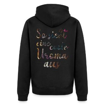So sieht eine coole Uroma aus Geschenk floral - Unisex Premium Bio Zip Hoodie - Schwarz - Hinten - Nico (187cm)