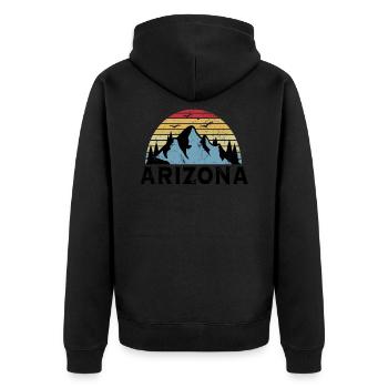 Vintage Arizona Colorado River Grand Canyon Berge - Unisex Premium Bio Zip Hoodie - Schwarz - Hinten - Nico (187cm)