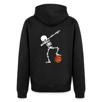 Dab Dabbing Skelett Fußball Basketball - Unisex Premium Bio Zip Hoodie - Schwarz - Hinten - Nico (187cm)