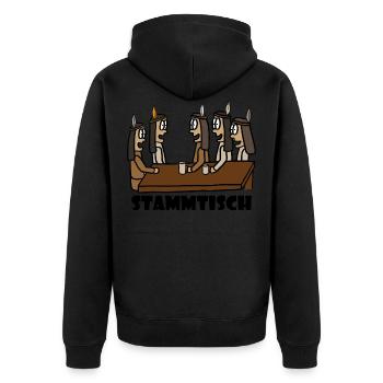 Stammtisch schwarz - Unisex Premium Bio Zip Hoodie - Schwarz - Hinten - Nico (187cm)