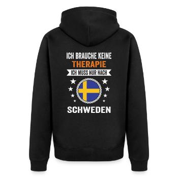 Ich Brauche Keine Therapie Schweden Urlaub Reise - Unisex Premium Bio Zip Hoodie - Schwarz - Hinten - Nico (187cm)