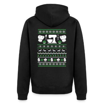 Ugly Christmas Baking Cooking Christmas - Unisex Premium Organic Zip Hoodie - black - Back - Nico (187cm)
