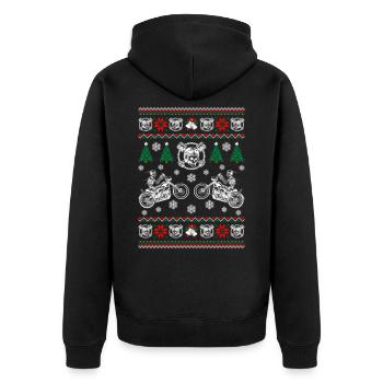 Biker Ugly Christmas - Unisex Premium Organic Zip Hoodie - black - Back - Nico (187cm)