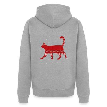 Chat de Noël avec motif de Noël - Veste à capuche bio Premium Unisexe - gris chiné - Dos - Nico (187cm)