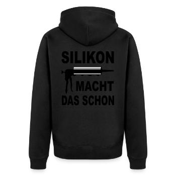 Handwerker Silikon blackHandwerker Silikon macht d - Unisex Premium Bio Zip Hoodie - Schwarz - Hinten - Nico (187cm)