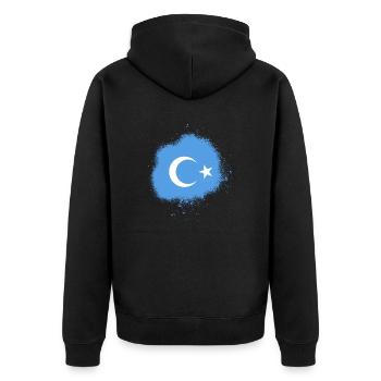 uyghur flag china freedom gift - Unisex Premium Organic Zip Hoodie - black - Back - Nico (187cm)