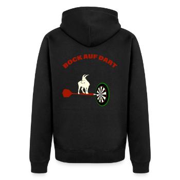 Bock auf Dart Wortwitz Geschenk - Unisex Premium Bio Zip Hoodie - Schwarz - Hinten - Nico (187cm)