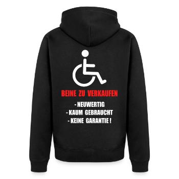 Rollstuhl Handicap Humor Behinderung Rolli - Unisex Premium Bio Zip Hoodie - Schwarz - Hinten - Nico (187cm)