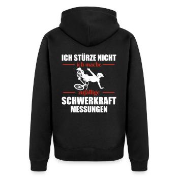 Mountainbike Mountainbiken Mountainbiker Downhill - Unisex Premium Bio Zip Hoodie - Schwarz - Hinten - Nico (187cm)