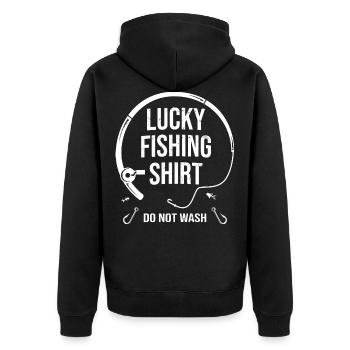 Angler Lucky Charm Lucky Fishing Shirt Gift - Unisex Premium Organic Zip Hoodie - black - Back - Nico (187cm)